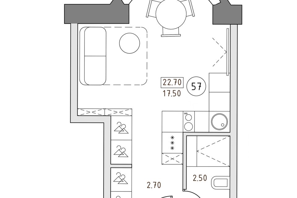 Продаётся 1-комнатная квартира, 22.7 м²