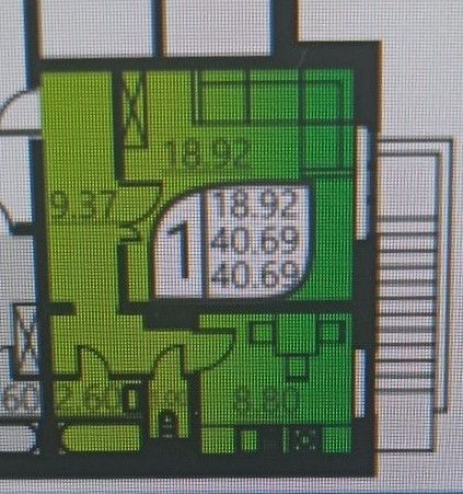 Продаётся 1-комнатная квартира, 40.69 м²