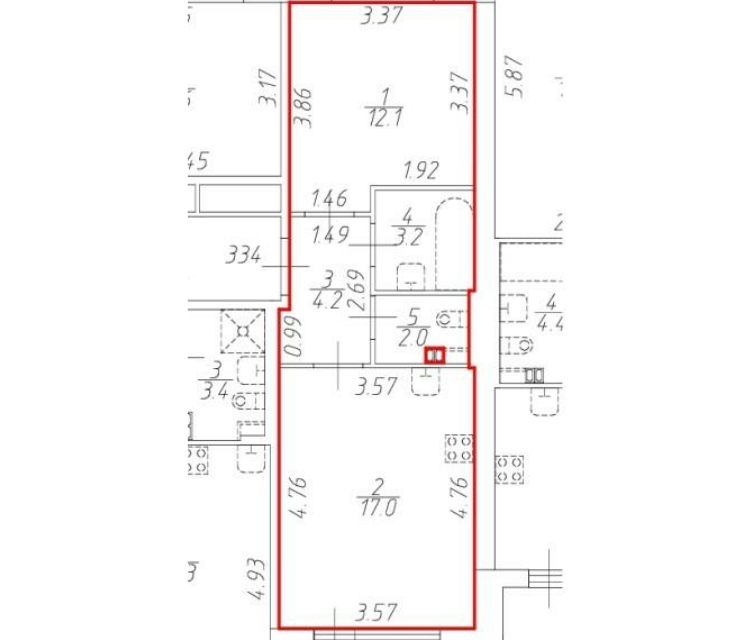 Продаётся 1-комнатная квартира, 38.5 м²