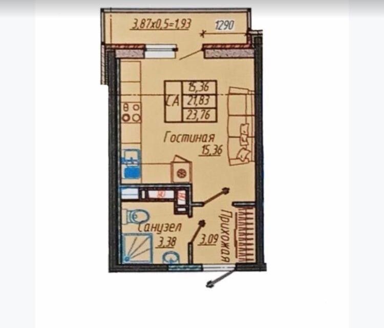 Продаётся студия, 24 м²