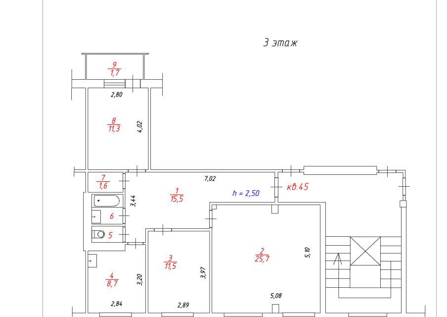 Продаётся 3-комнатная квартира, 79.3 м²