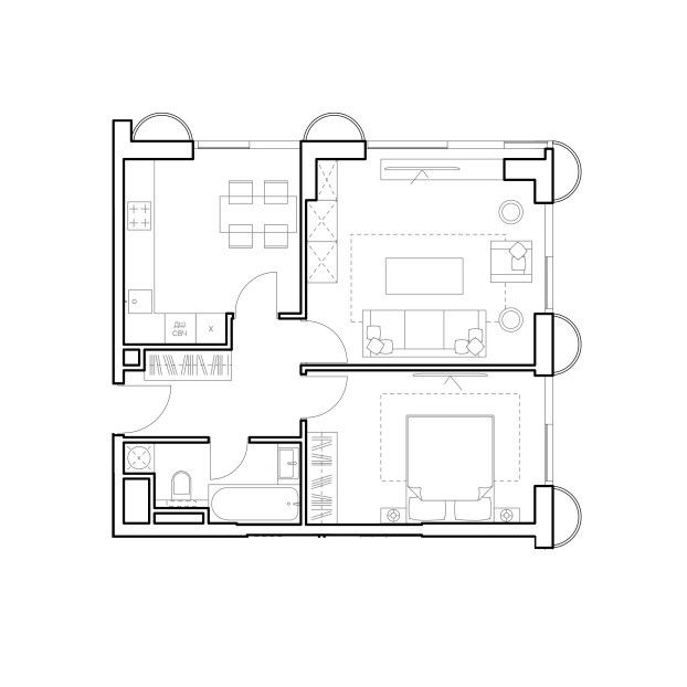 Продаётся 2-комнатная квартира, 55.8 м²