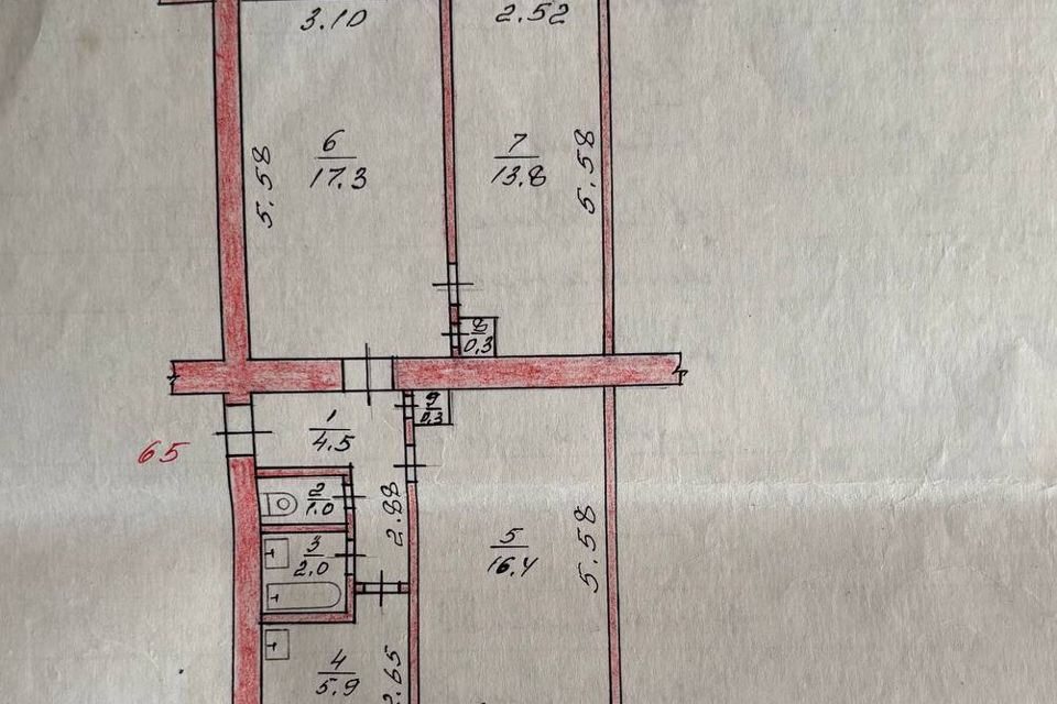 Продаётся 3-комнатная квартира, 61.5 м²