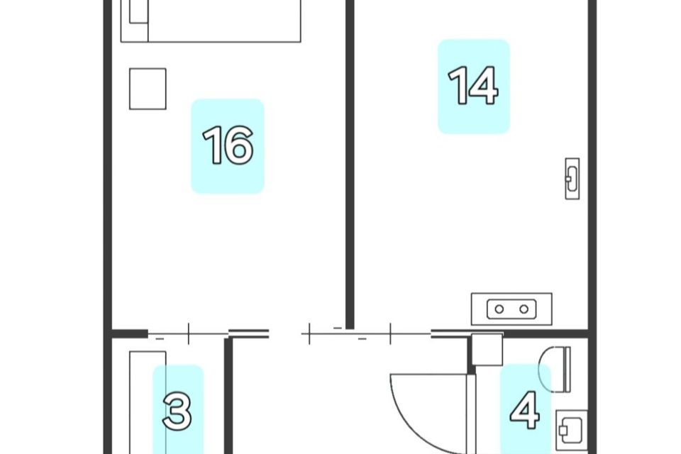 Продаётся 1-комнатная квартира, 44 м²