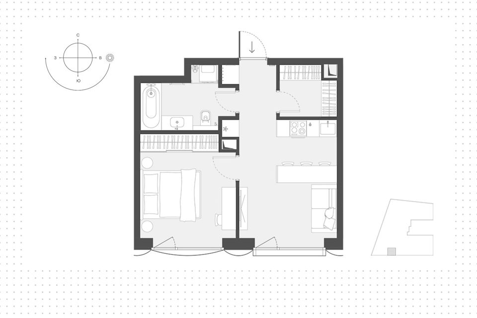Продаётся 1-комнатная квартира, 41.1 м²