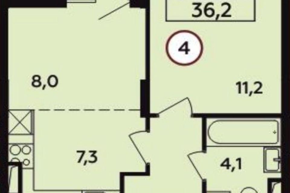 Продаётся 2-комнатная квартира, 36.6 м²