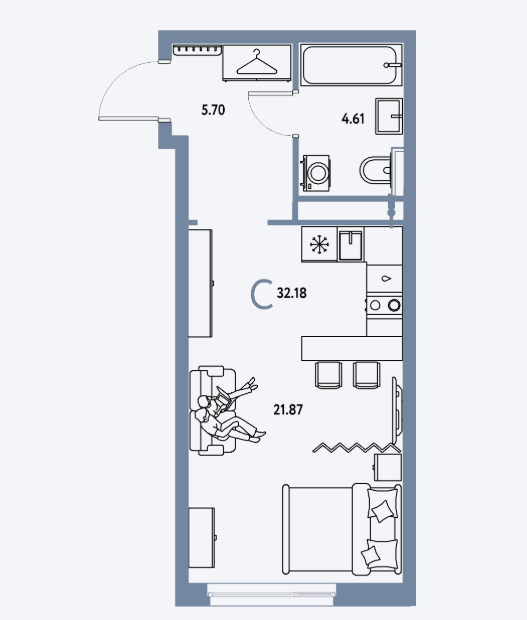 Продаётся студия, 32.18 м²