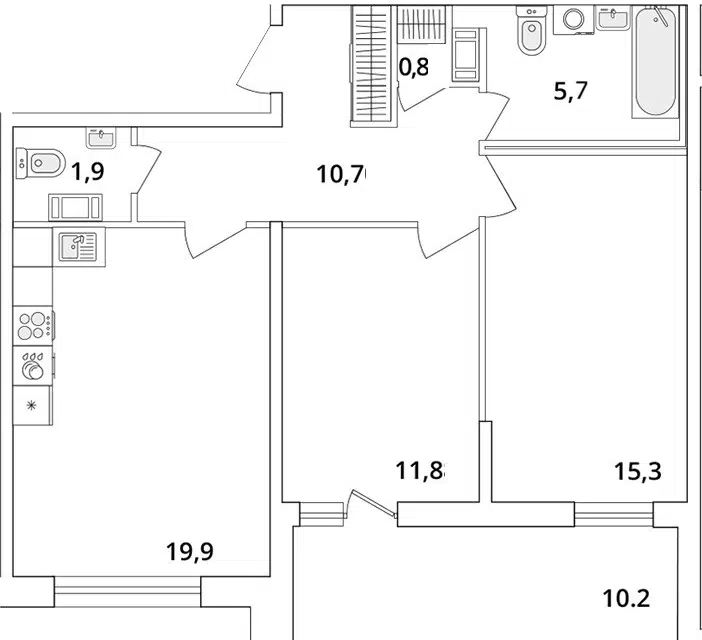 Продаётся 2-комнатная квартира, 69 м²