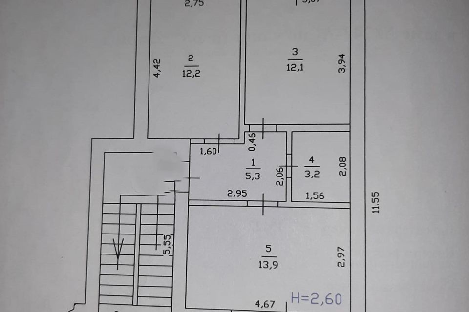 Продаётся 2-комнатная квартира, 46.7 м²