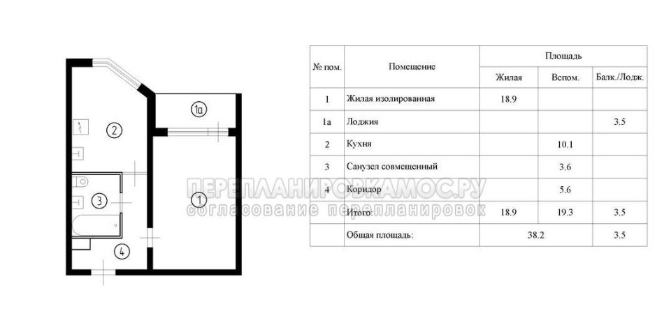 Продаётся 1-комнатная квартира, 38 м²