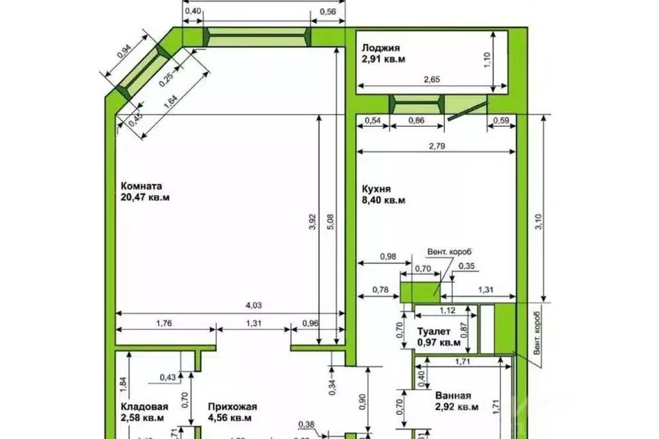 Продаётся 1-комнатная квартира, 42.2 м²