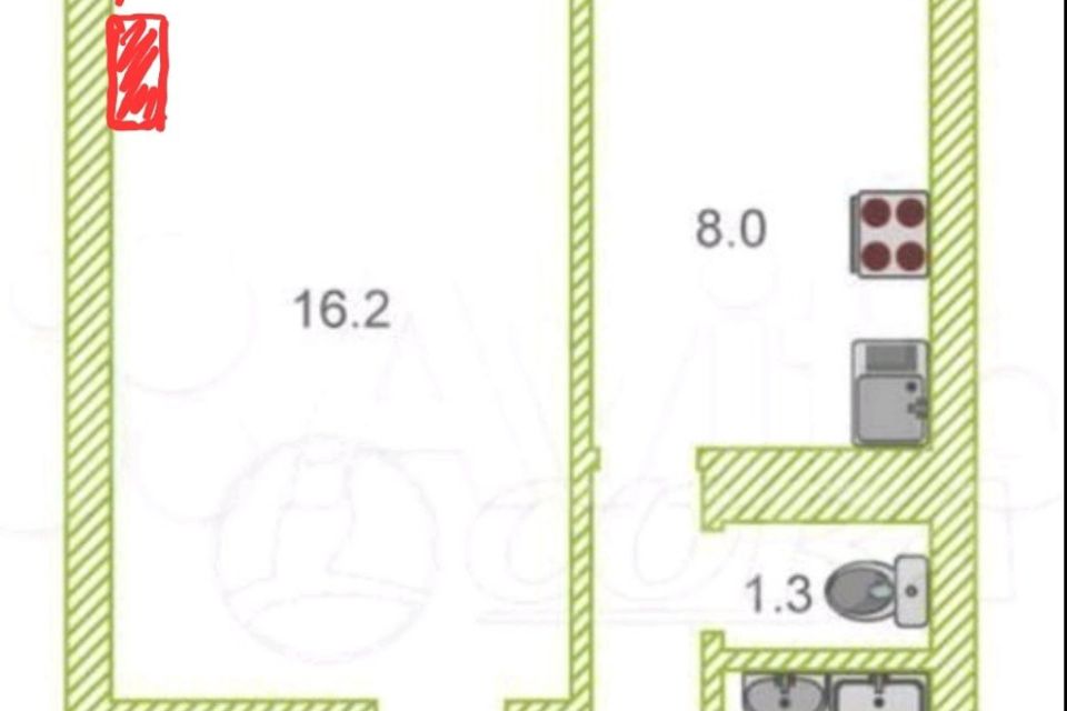 Продаётся 1-комнатная квартира, 35.5 м²