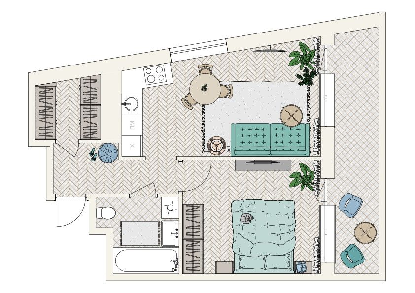 Продаётся 1-комнатная квартира, 42.19 м²
