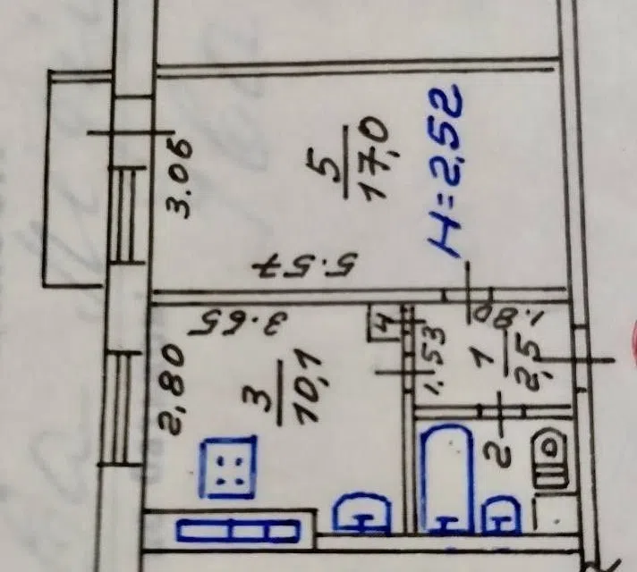 Продаётся 1-комнатная квартира, 34 м²
