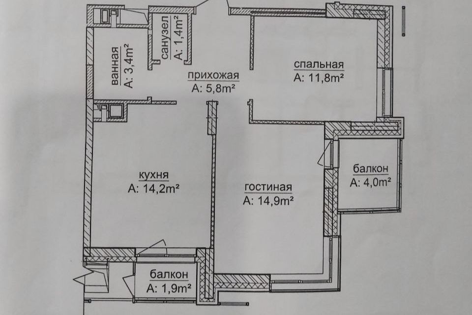 Продаётся 2-комнатная квартира, 51.5 м²