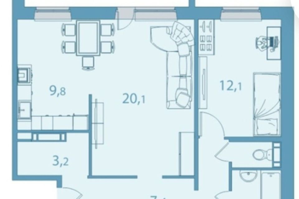 Продаётся 2-комнатная квартира, 64.4 м²
