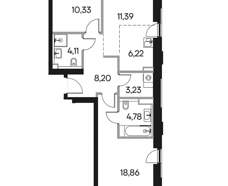 Продаётся 2-комнатная квартира, 67.12 м²