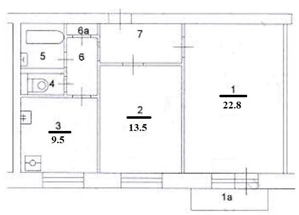 Продаётся 2-комнатная квартира, 57.5 м²