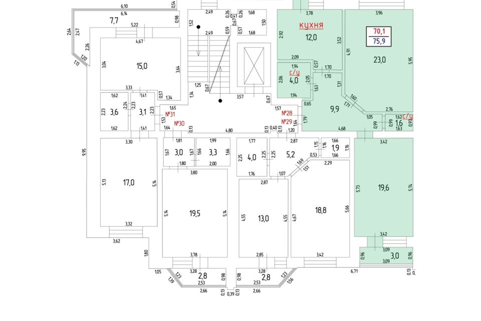 Продаётся 2-комнатная квартира, 75.9 м²