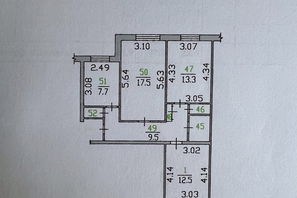 Продаётся 3-комнатная квартира, 65.9 м²