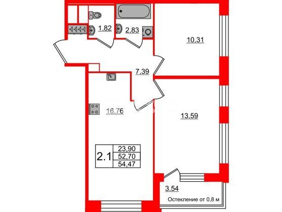 Продаётся 2-комнатная квартира, 54 м²