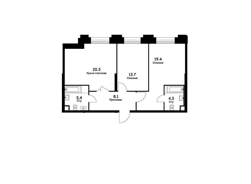 Продаётся 2-комнатная квартира, 71.2 м²