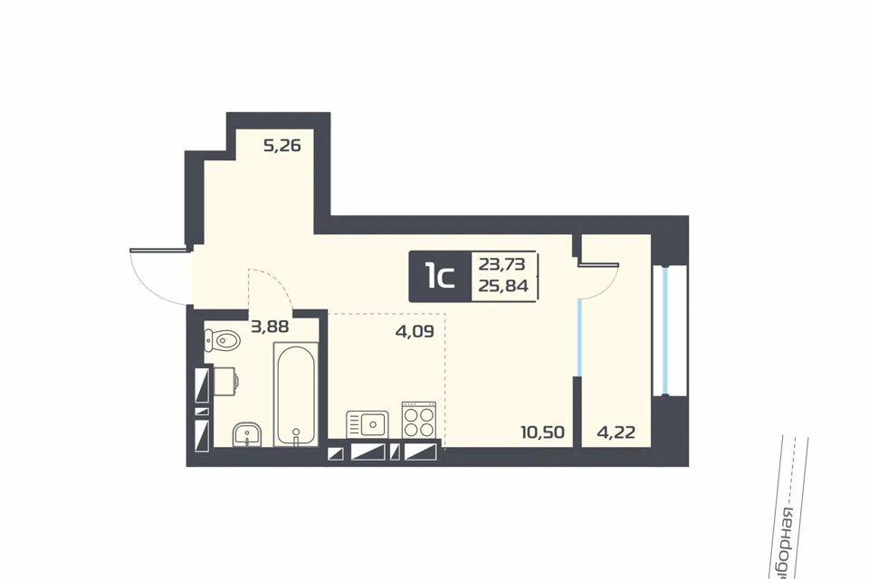 Продаётся студия, 25.84 м²