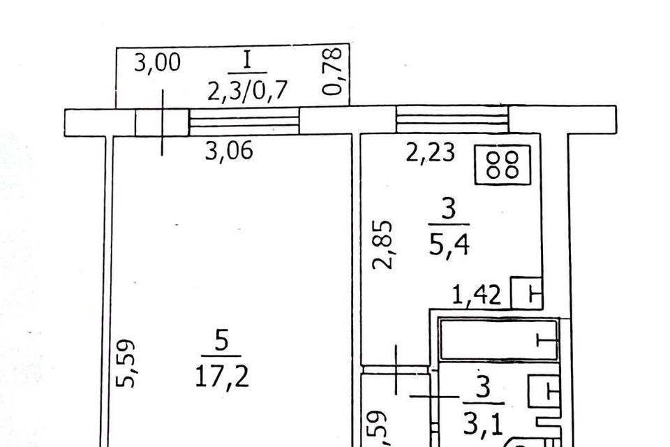 Продаётся 1-комнатная квартира, 32 м²