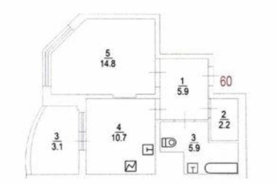 Продаётся 1-комнатная квартира, 39.5 м²