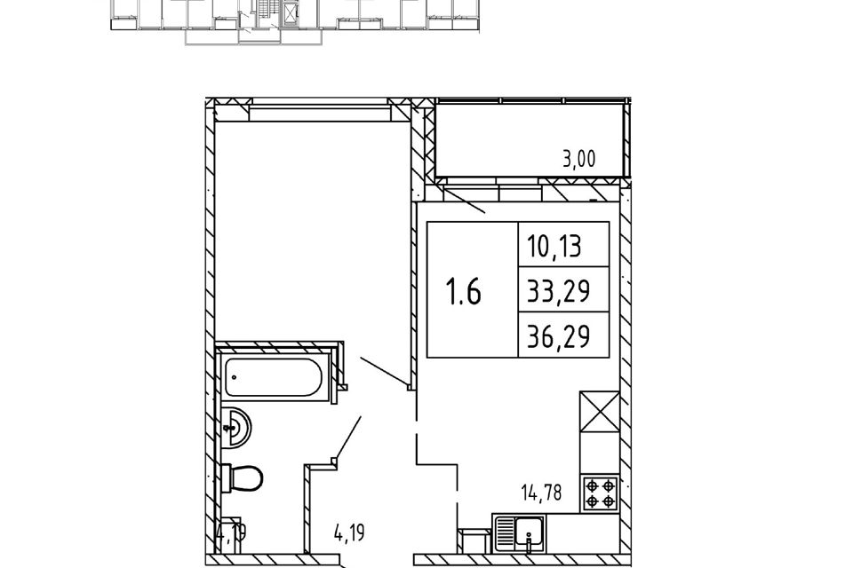 Продаётся 1-комнатная квартира, 32.7 м²