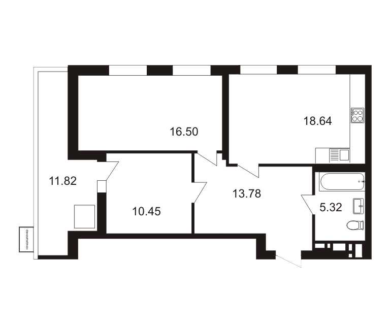 Продаётся 2-комнатная квартира, 76.5 м²