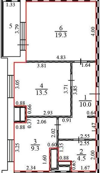 Продаётся 2-комнатная квартира, 56.6 м²