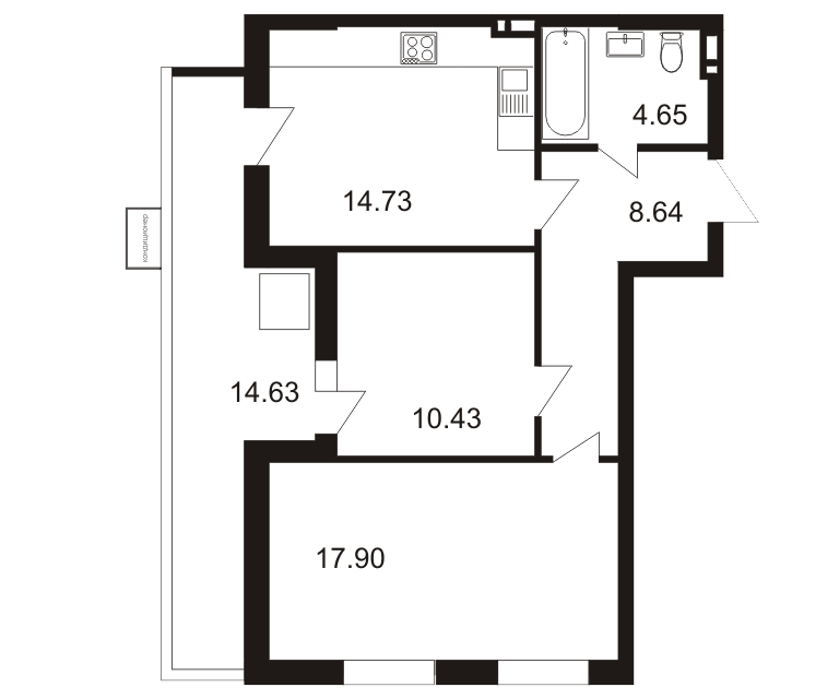 Продаётся 2-комнатная квартира, 71 м²