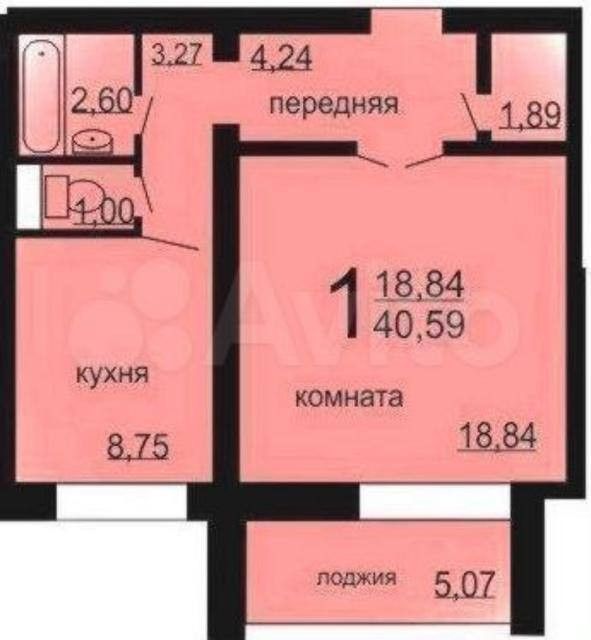 Продаётся 1-комнатная квартира, 40 м²