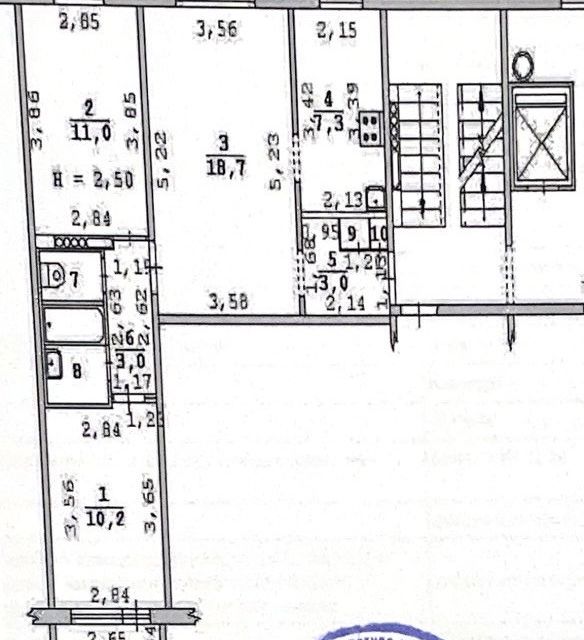 Продаётся 3-комнатная квартира, 57.6 м²