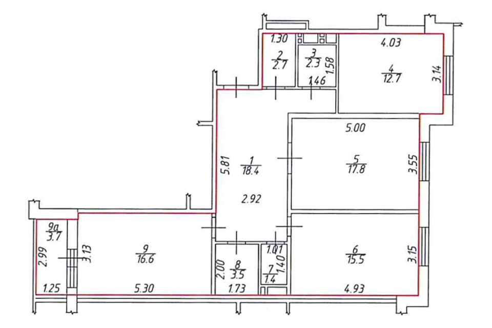 Продаётся 3-комнатная квартира, 90.9 м²