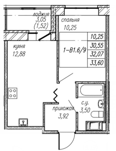 Продаётся 1-комнатная квартира, 32.1 м²