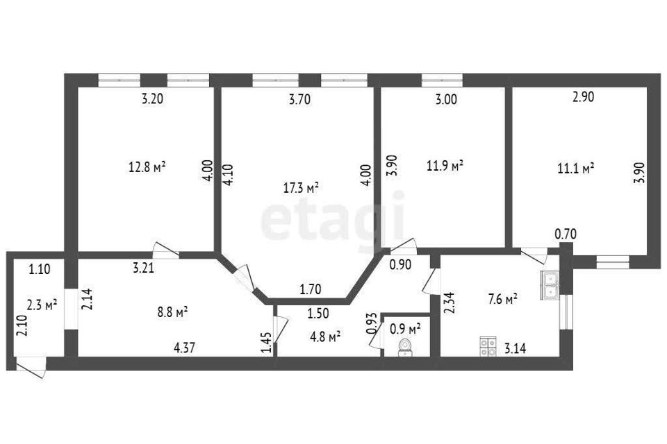Продаётся 3-комнатная квартира, 77.5 м²