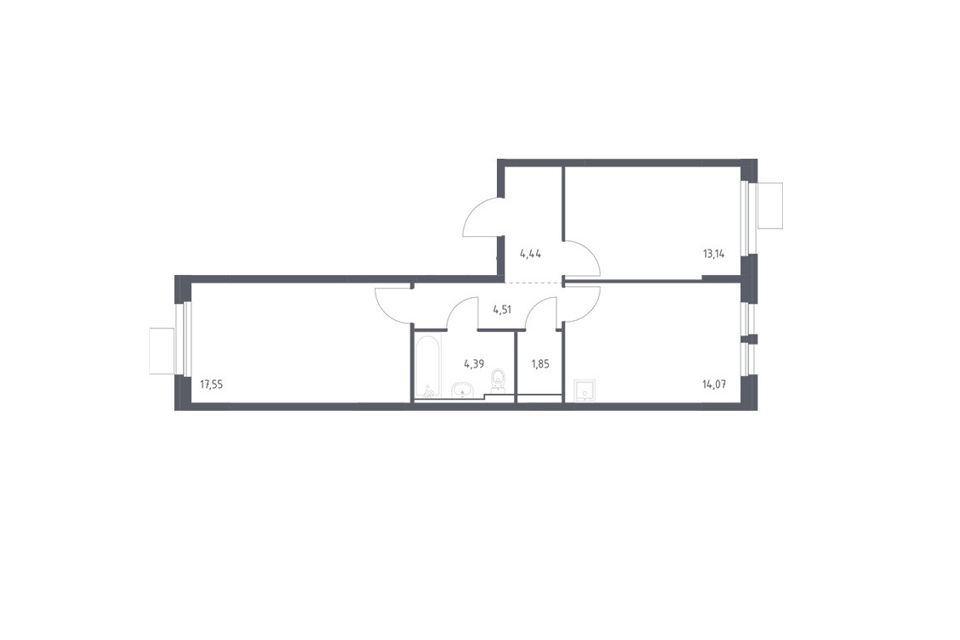 Продаётся 2-комнатная квартира, 59.95 м²