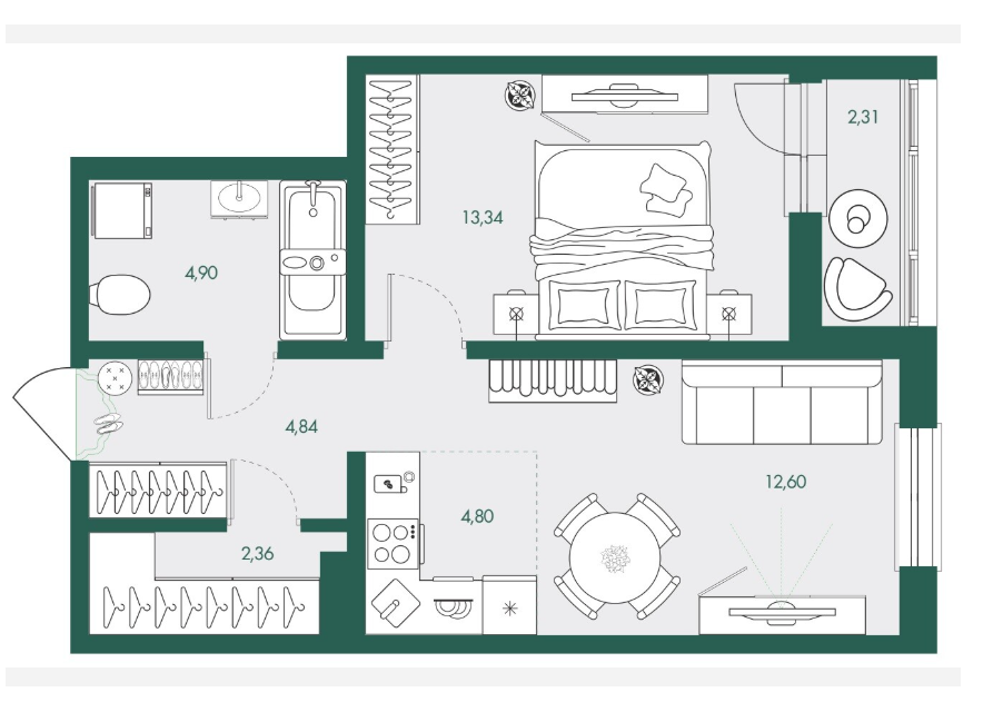Продаётся 2-комнатная квартира, 46 м²