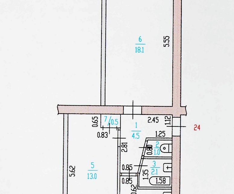 Продаётся 2-комнатная квартира, 45.7 м²