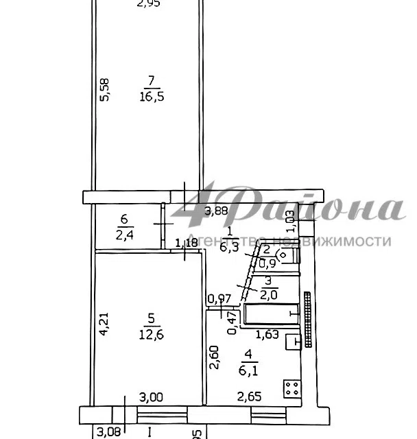 Продаётся 2-комнатная квартира, 49.7 м²