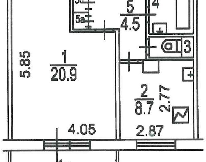 Продаётся 1-комнатная квартира, 38.9 м²
