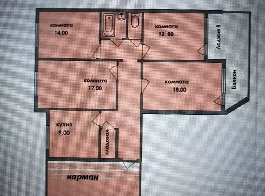 Продаётся 4-комнатная квартира, 75.7 м²