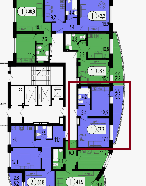 Продаётся 1-комнатная квартира, 37 м²