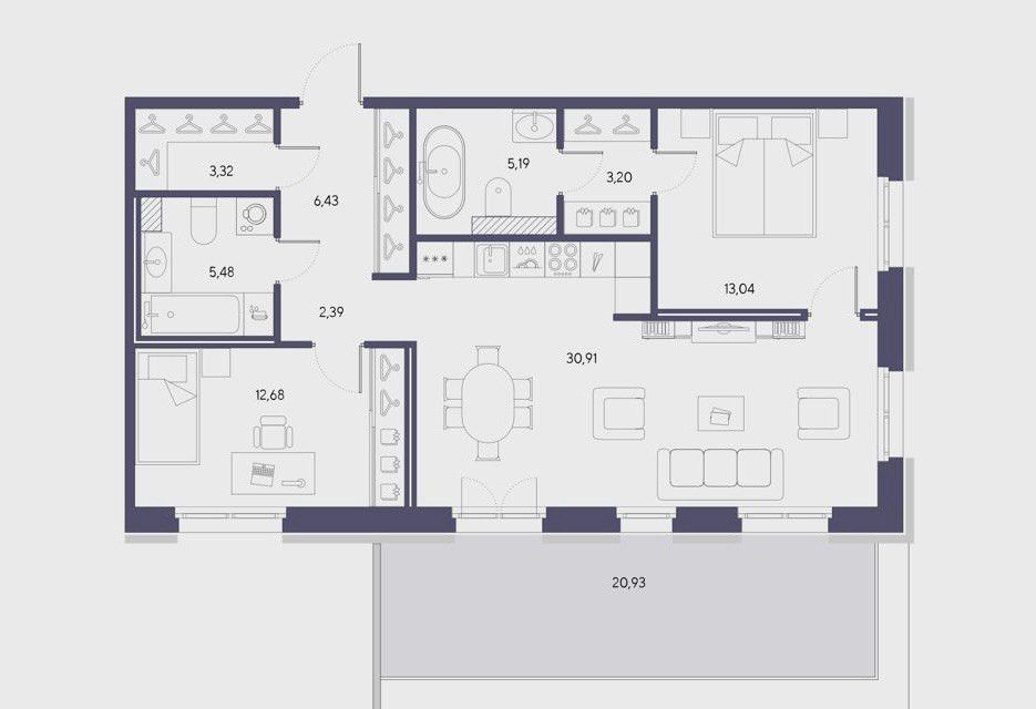 Продаётся 2-комнатная квартира, 83.3 м²