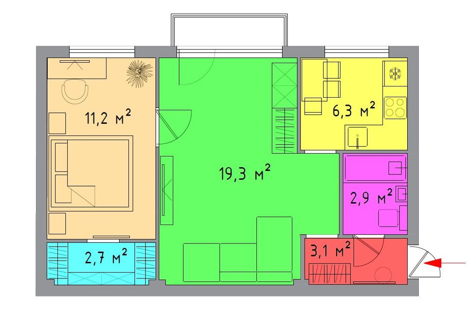Продаётся 2-комнатная квартира, 46 м²