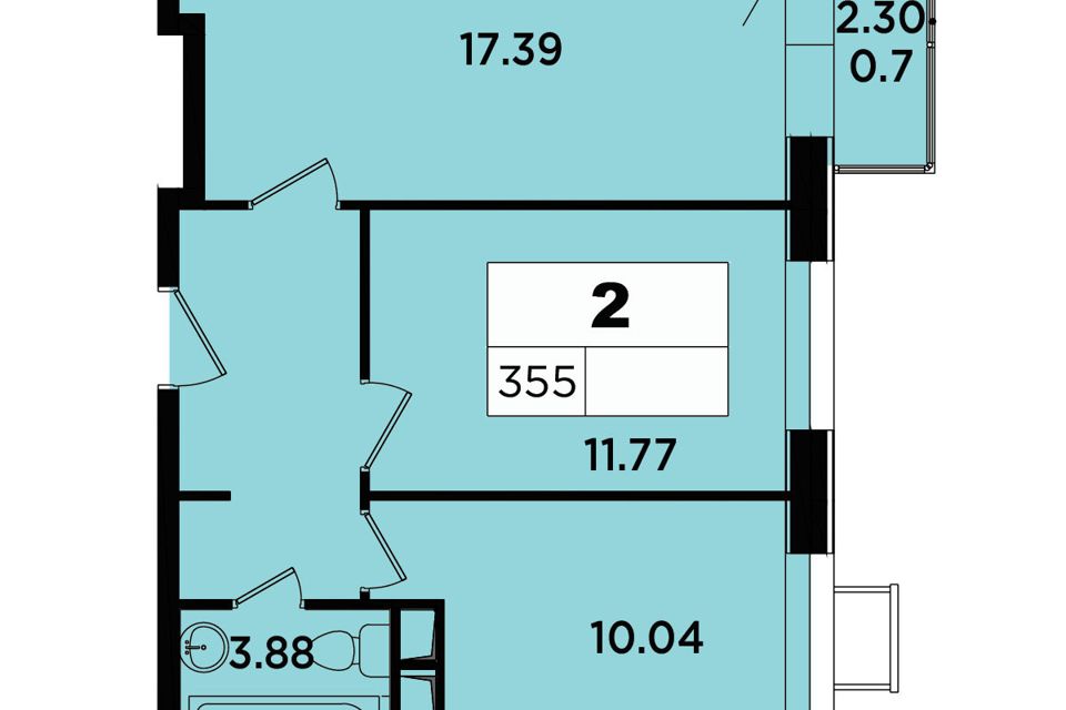 Продаётся 2-комнатная квартира, 47.6 м²