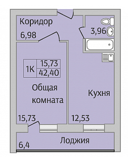 Продаётся 1-комнатная квартира, 42 м²