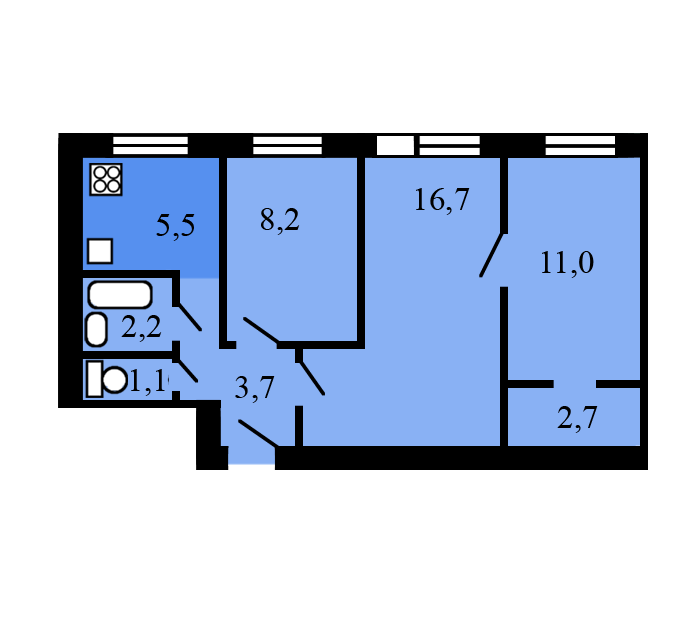 Продаётся 3-комнатная квартира, 54.7 м²